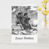 Fun Pirate Ship and Whale Birthday Humor Kaart (Gele Bloem)