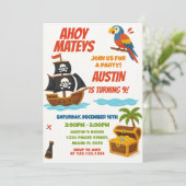 Fun Pirate verjaardagsuitnodiging Kaart (Staand voorkant)