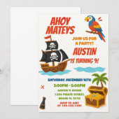 Fun Pirate verjaardagsuitnodiging Kaart (Voorkant / Achterkant)
