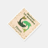 Fun Pisces First Birthday & Gold Confetti Servet (Hoek)