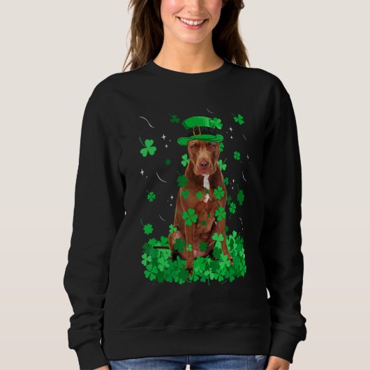 Fun Pitbull Dog St Patrick S Day Irish Shamrock Trui (Voorkant)