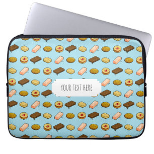 Fun Pixel Art Biscuits & Koekjespatroon met tekst Laptop Sleeve