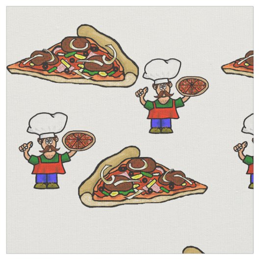 Fun Pizza Fabric Stof (Close Up)