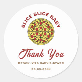 Fun Pizza Genderneutraal Slice Baby shower Ronde Sticker