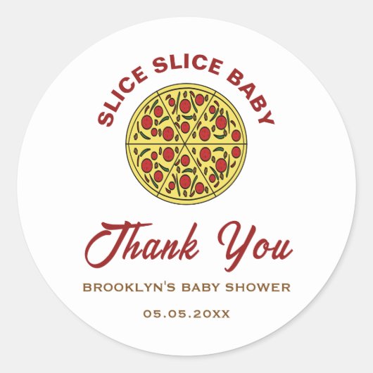 Fun Pizza Genderneutraal Slice Baby shower Ronde Sticker (Voorkant)