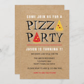 Fun Pizza Party Birthday Celebration-uitnodiging Kaart (Voorkant / Achterkant)