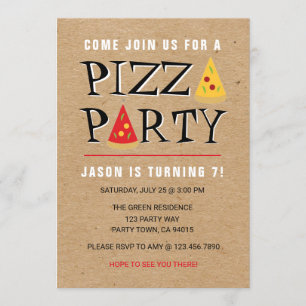 Fun Pizza Party Birthday Celebration-uitnodiging Kaart