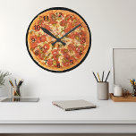 Fun Pizza Pepperoni Junk Food Kitchen Ronde Klok<br><div class="desc">This design was created though digital art. You may change the foto in the personalize this template. You can customize further using the customize options. If you need assistance with the foto placement, please email me and I would be happy to assist. Contact me op colorflowcreations@gmail.com if you need assistance....</div>