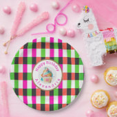 Fun Plaid Roze en Groen | Cupcake Papieren Bordje (Feest)