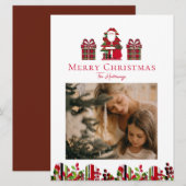 Fun Plaid Santa Wrapped Gifts Holiday Card Feestdagenkaart (Voorkant / Achterkant)