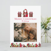 Fun Plaid Santa Wrapped Gifts Holiday Card Feestdagenkaart (Staand voorkant)