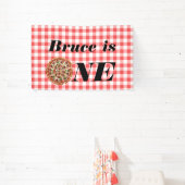 Fun plak, één pizza 1e verjaardag achtergrond spandoek (Insitu)