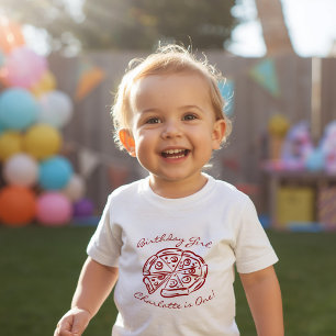 Fun plak rode pizza verjaardagsmeisje bijpassend kinder shirts