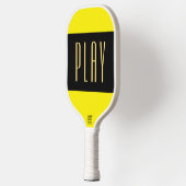 Fun PLAY Text Vivid Yellow Black Center Stripes Pickleball Paddle (Links)