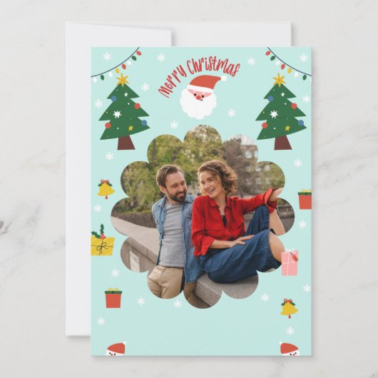 Fun Playful kerstfoto editable Holiday Card Feestdagenkaart (Voorkant)
