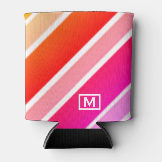 Fun Playful Striped Modern Art Cool Monogram Blikjeskoeler (Voorkant)