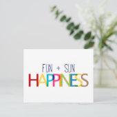 FUN PLUS SUN EQUALS HAPPINESS QUOTES TRUISMS ZYN BRIEFKAART (Staand voorkant)