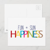 FUN PLUS SUN EQUALS HAPPINESS QUOTES TRUISMS ZYN BRIEFKAART (Voorkant / Achterkant)