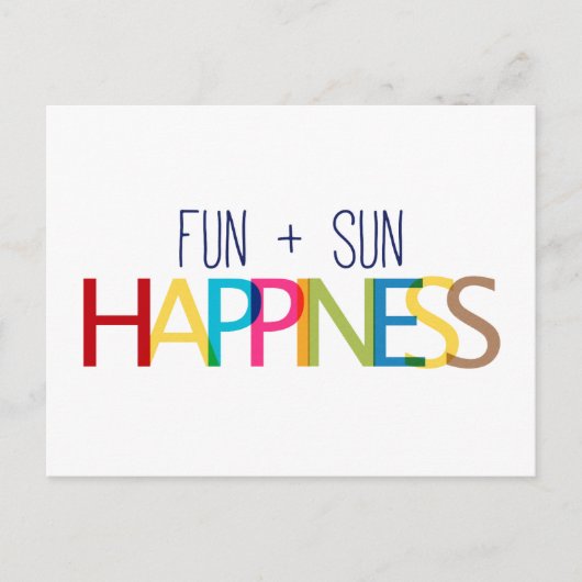 FUN PLUS SUN EQUALS HAPPINESS QUOTES TRUISMS ZYN BRIEFKAART (Voorkant)