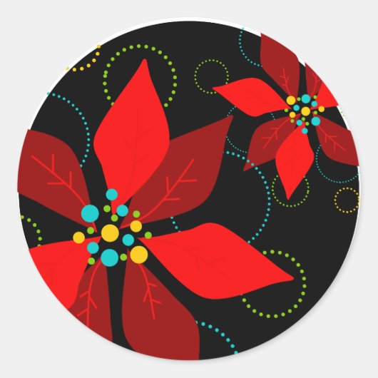 Fun Poinsettia Retro Vakantie Sticker (Voorkant)