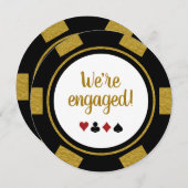 Fun Poker Chip Black Gold Wedding Verloving Kaart (Voorkant / Achterkant)