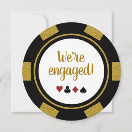 Fun Poker Chip Black Gold Wedding Verloving Kaart