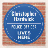 Fun Police Officer Wall Plaque Style Glass Onderze Glazen Onderzetter (Voorkant)