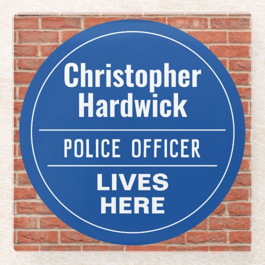 Fun Police Officer Wall Plaque Style Glass Onderze Glazen Onderzetter (Voorkant)