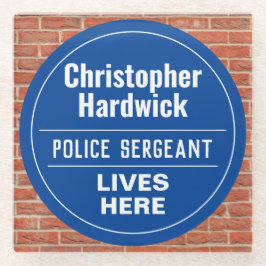 Fun Police Sergeant Wall Plaque Style Glazen Onderzetter