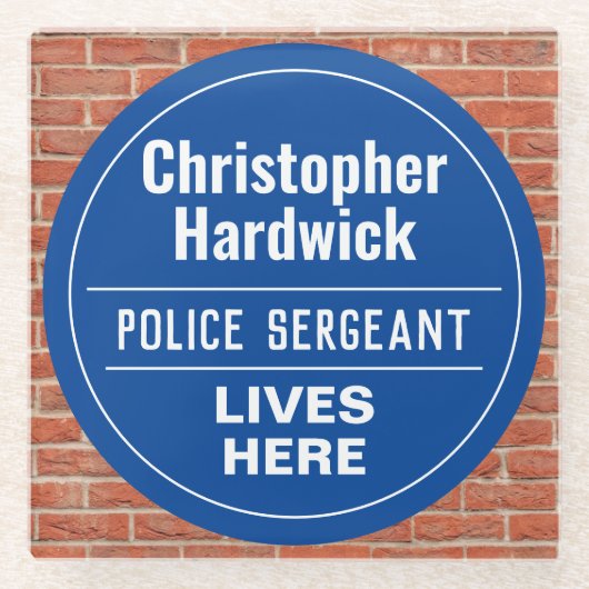 Fun Police Sergeant Wall Plaque Style Glazen Onderzetter (Voorkant)