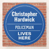 Fun Policeman Wall Plaque Style Onderzetter Glazen Onderzetter (Voorkant)