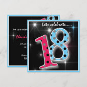 Fun Polka Dot 18th Birthday Party Invitation Kaart (Voorkant / Achterkant)