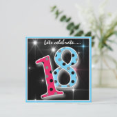 Fun Polka Dot 18th Birthday Party Invitation Kaart (Staand voorkant)