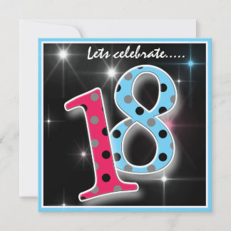 Fun Polka Dot 18th Birthday Party Invitation Kaart
