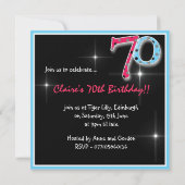 Fun Polka Dot 70th Birthday Party Invitation Kaart (Achterkant)