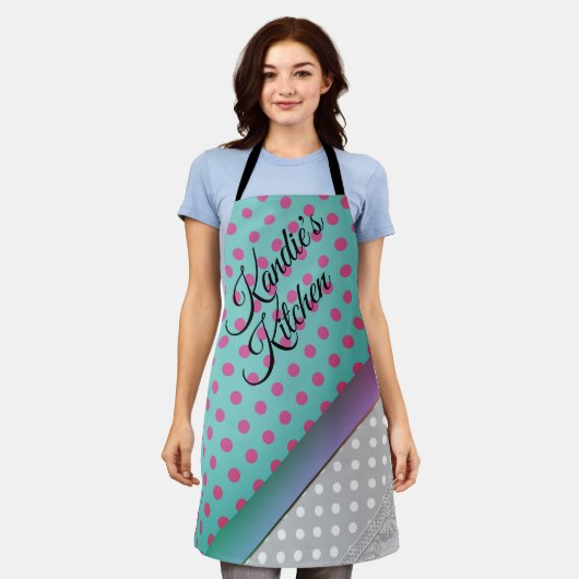Fun Polka Dot Colorblock Apron Schort (Gedragen)