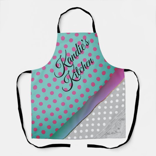 Fun Polka Dot Colorblock Apron Schort (Voorkant)