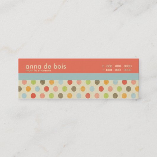 Fun Polka Dot Mammie Calling Card Contactkaartje (Voorkant)
