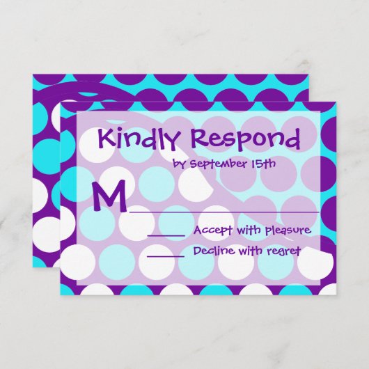 Fun Polka Dot Wave Pattern RSVP-kaarten RSVP Kaartje (Voorkant / Achterkant)
