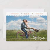 Fun Polka Dots Brush Script Foto De datum opslaan Save The Date (Voorkant)