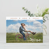 Fun Polka Dots Brush Script Foto De datum opslaan Save The Date (Staand voorkant)