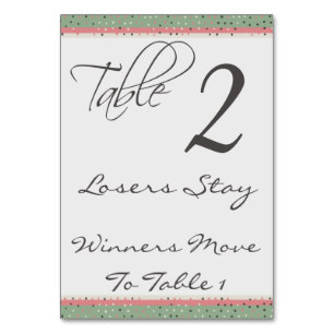 Fun Polka Dots Stylish Bunco Table Card #2 Kaart