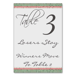 Fun Polka Dots Stylish Bunco Table Card #3 Kaart