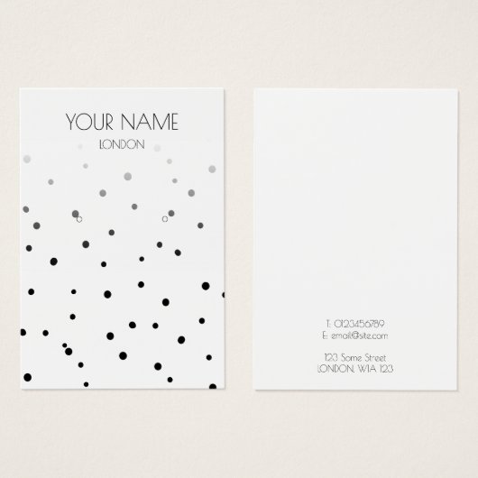 Fun polka stip earing display card visitekaartje (Voorkant /achterkant)