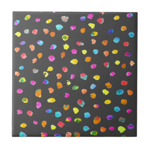 Fun polka stit rainbow boho waterverf art. tegeltje
