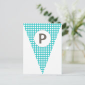 Fun Polkadot Blauwgroen  vlag Bunting Briefkaart (Staand voorkant)