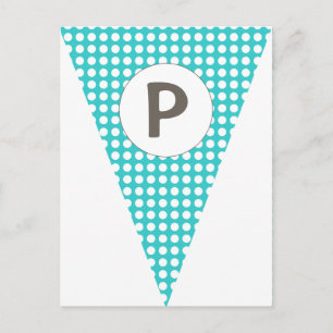 Fun Polkadot Blauwgroen  vlag Bunting Briefkaart