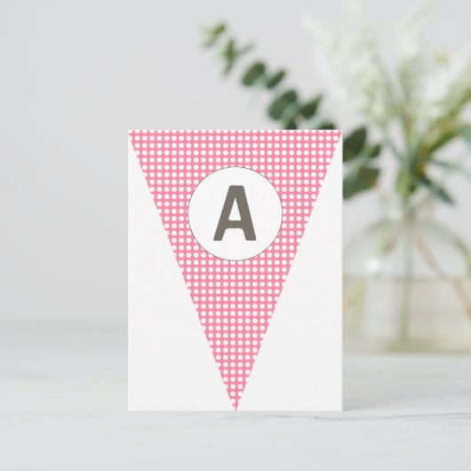 Fun Polkadot Pink  vlag Bunting Briefkaart (Staand voorkant)