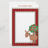 Fun Pony Apple Tree Barn Lijst Kinder schrijfpapie Briefpapier (Voorkant / Achterkant)