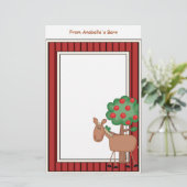 Fun Pony Apple Tree Barn Lijst Kinder schrijfpapie Briefpapier (Staand voorkant)